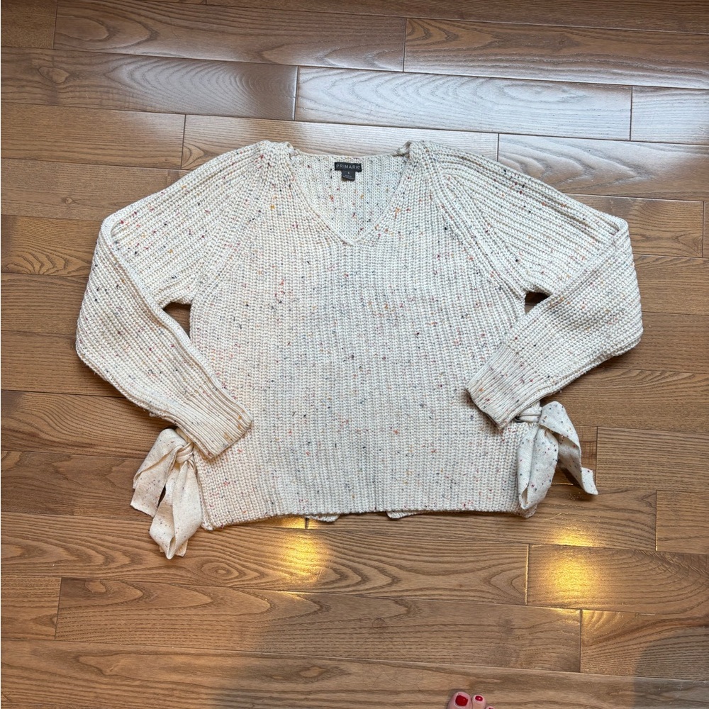 Women's Cream Sweater with Side Ties